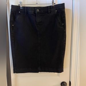 Black denim skirt